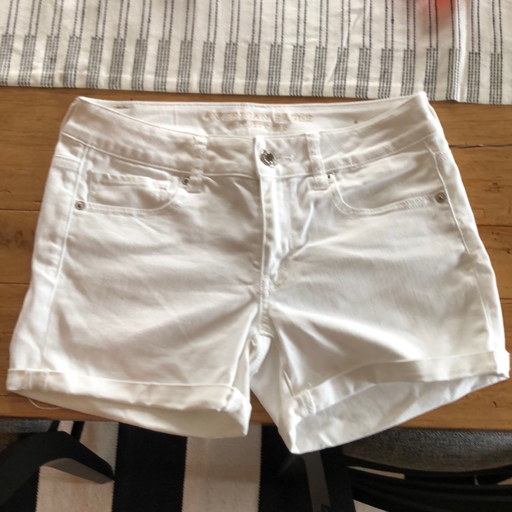 American Eagle Outfitters midi white denim shorts